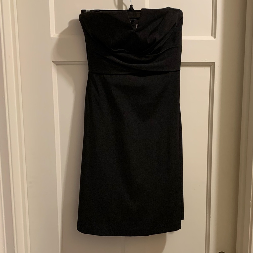 Black strapless cocktail dress